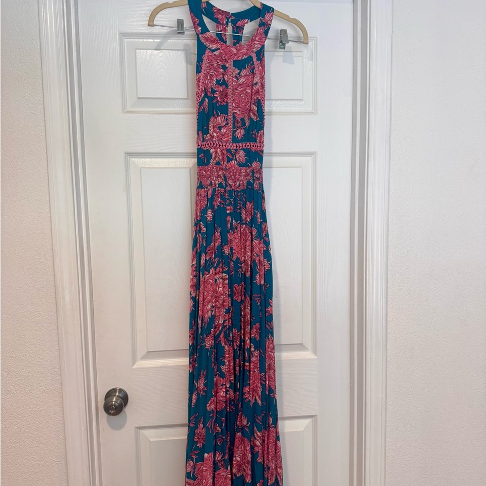 Beautiful Abel the Label backless tropical maxi dress
